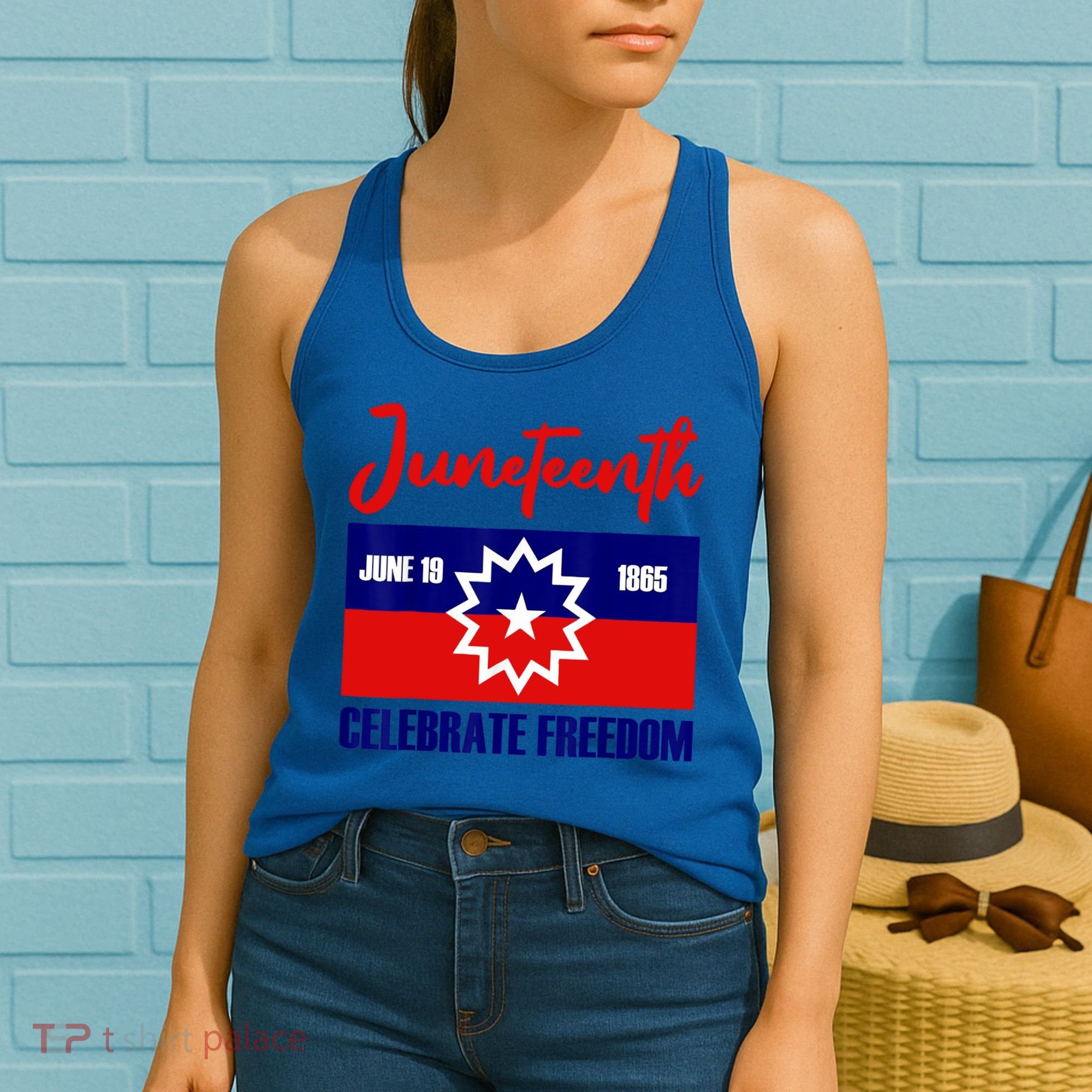 Juneteenth Celebrate Freedom Red White Blue Free Black Slave Women's Tank Top