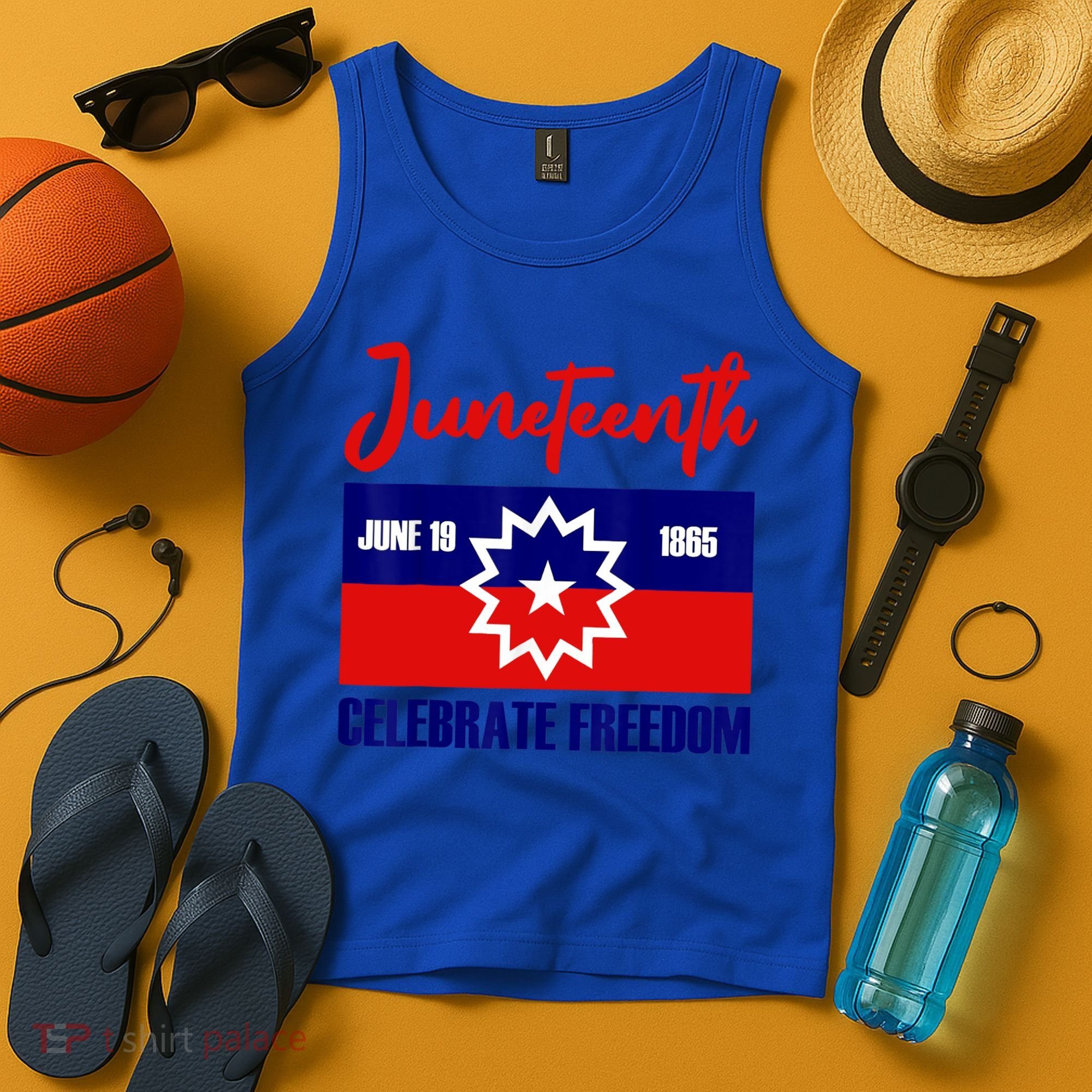 Juneteenth Celebrate Freedom Red White Blue Free Black Slave Tank Top