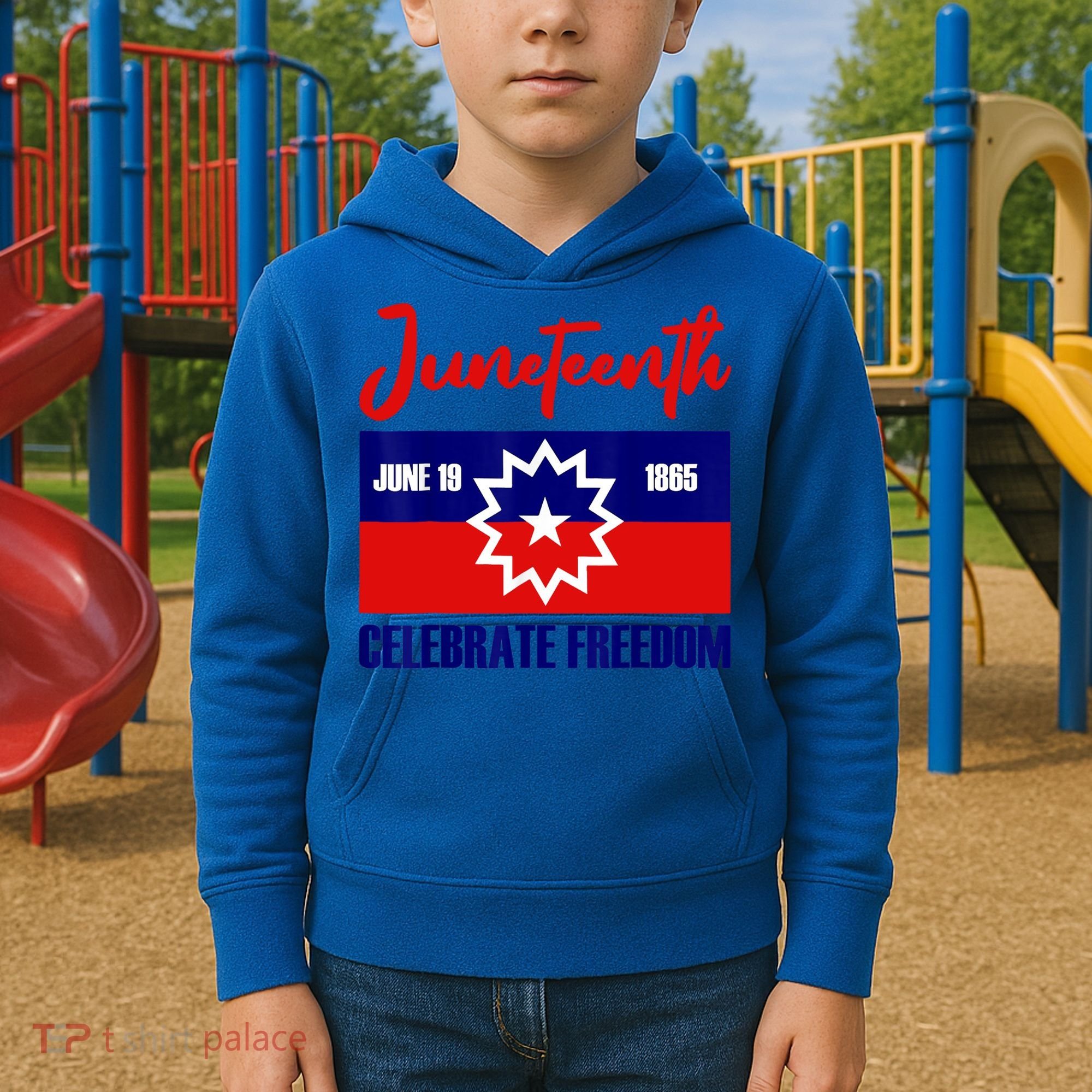 Juneteenth Celebrate Freedom Red White Blue Free Black Slave Kids Hoodie