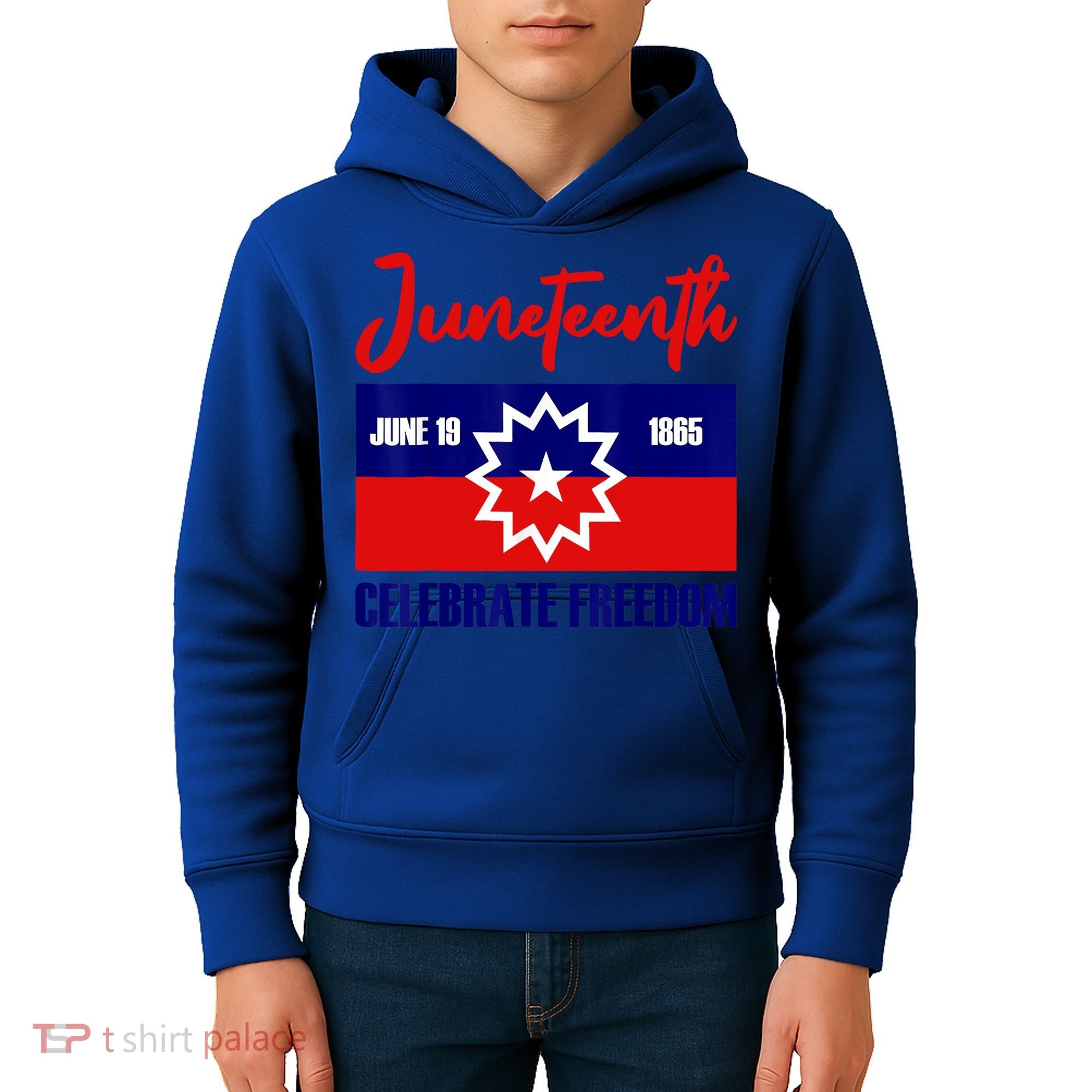 Juneteenth Celebrate Freedom Red White Blue Free Black Slave Kids Hoodie