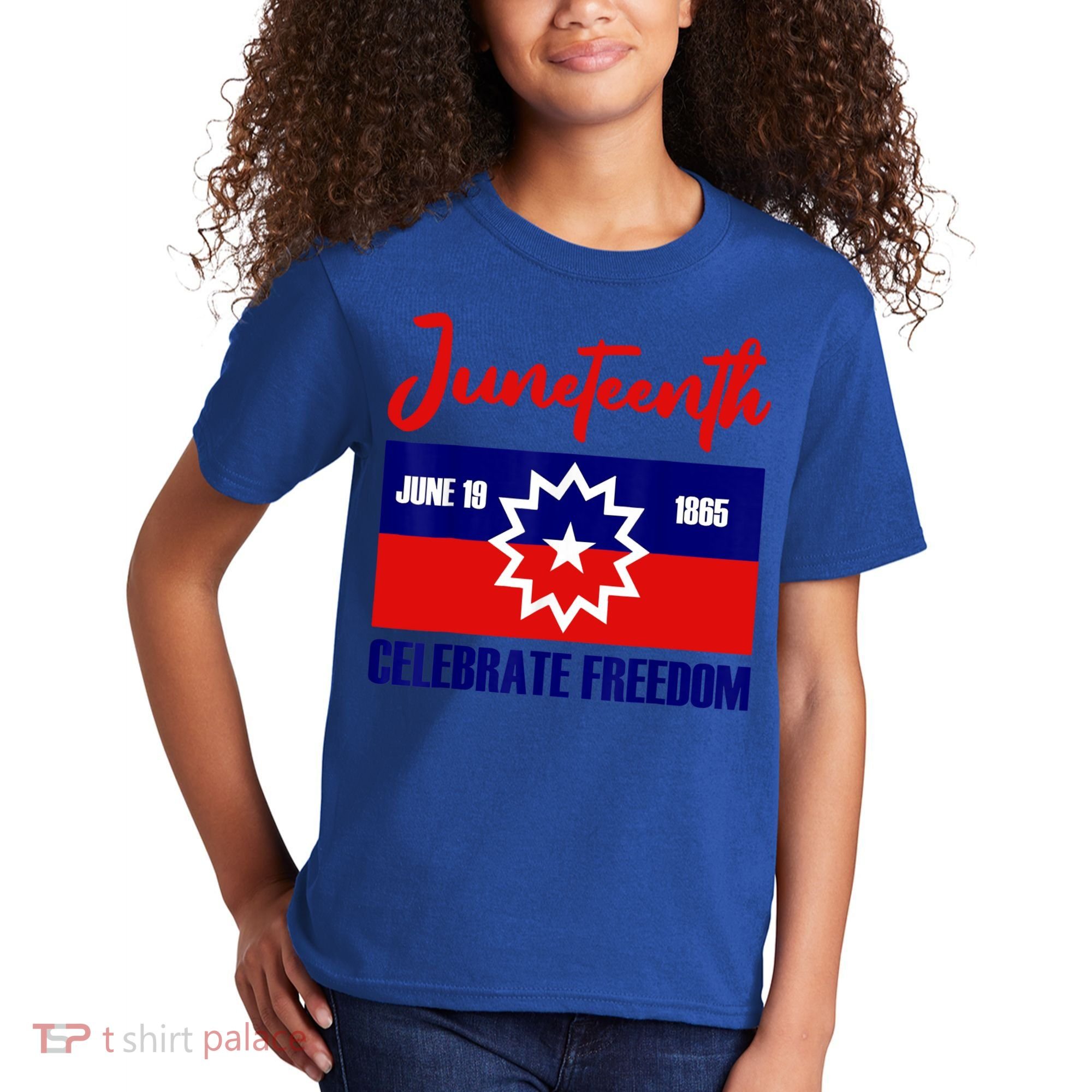 Juneteenth Celebrate Freedom Red White Blue Free Black Slave Kids T-Shirt