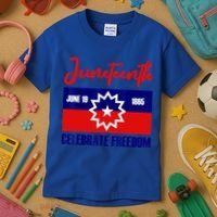 Juneteenth Celebrate Freedom Red White Blue Free Black Slave Kids T-Shirt thumb 3