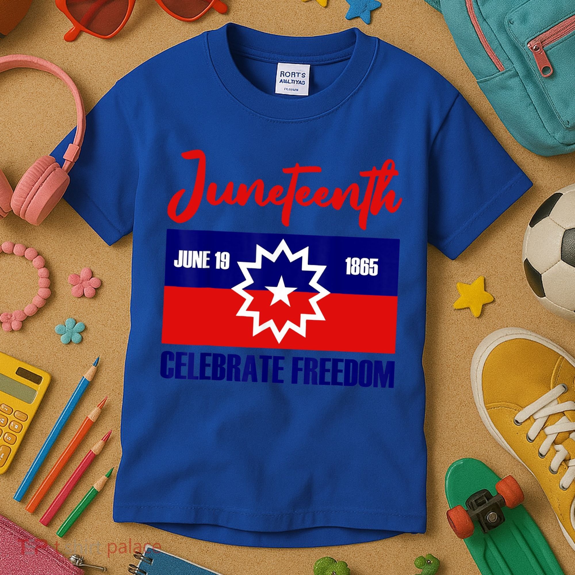 Juneteenth Celebrate Freedom Red White Blue Free Black Slave Kids T-Shirt