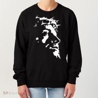 Jesus Christ Face With Crown Of Thorns God Bible Women's Sweatshirt thumb 0