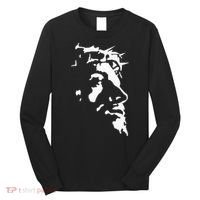 Jesus Christ Face With Crown Of Thorns God Bible Long Sleeve Shirt thumb 0