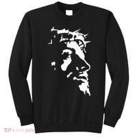 Jesus Christ Face With Crown Of Thorns God Bible Sweatshirt thumb 0