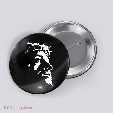 Jesus Christ Face With Crown Of Thorns God Bible Button