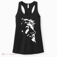 Jesus Christ Face With Crown Of Thorns God Bible Women's Tank Top thumb 0