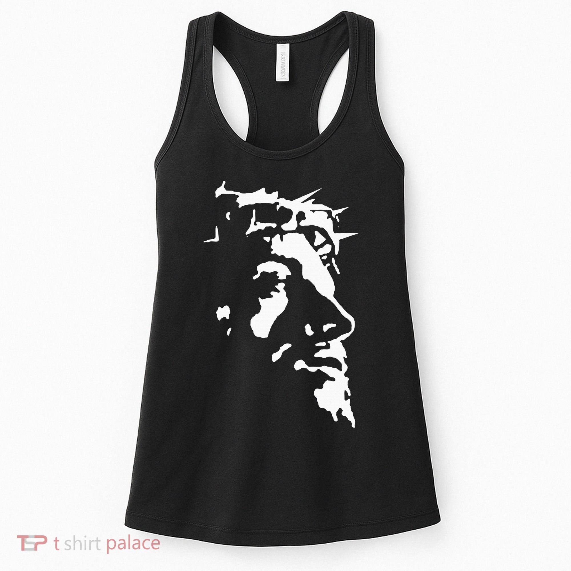 Jesus Christ Face With Crown Of Thorns God Bible Women's Tank Top
