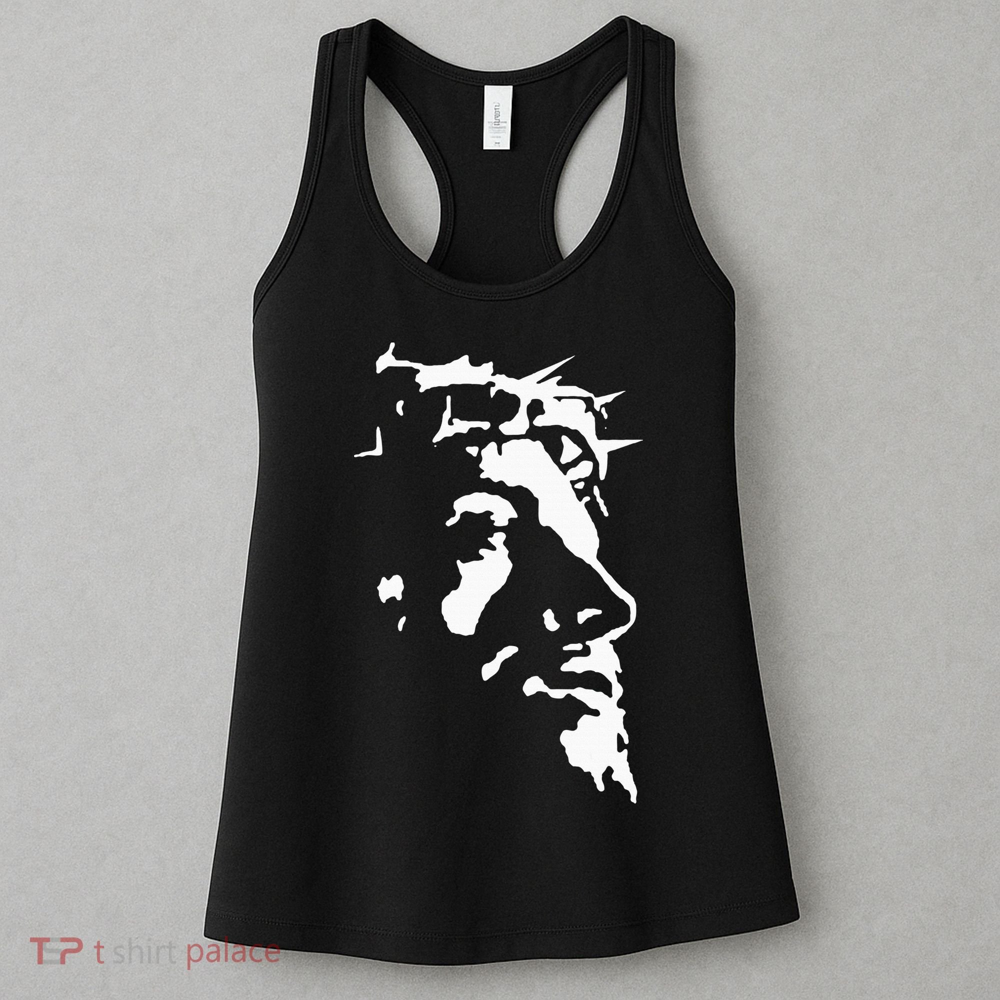 Jesus Christ Face With Crown Of Thorns God Bible Women's Tank Top