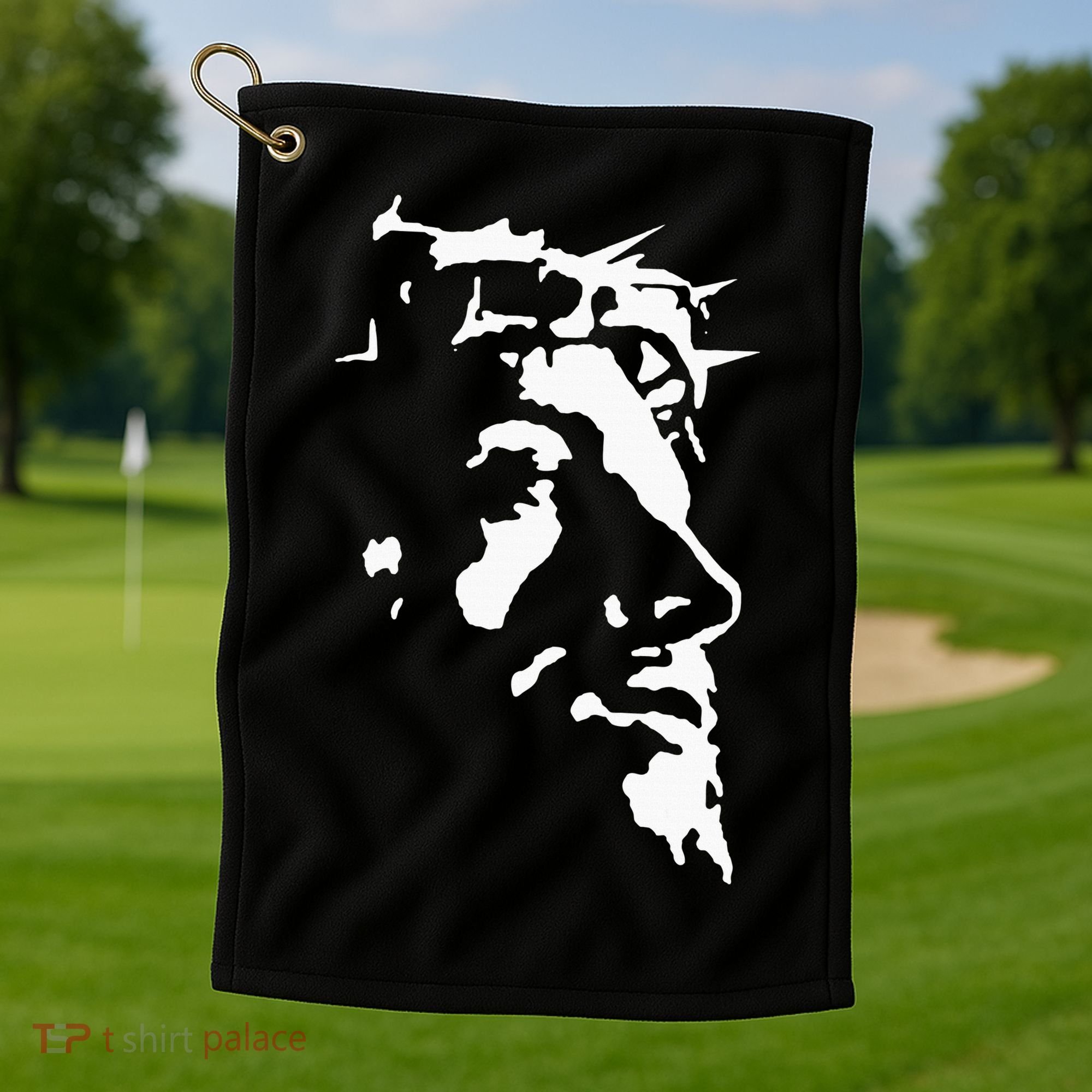 Jesus Christ Face With Crown Of Thorns God Bible Golf Towel