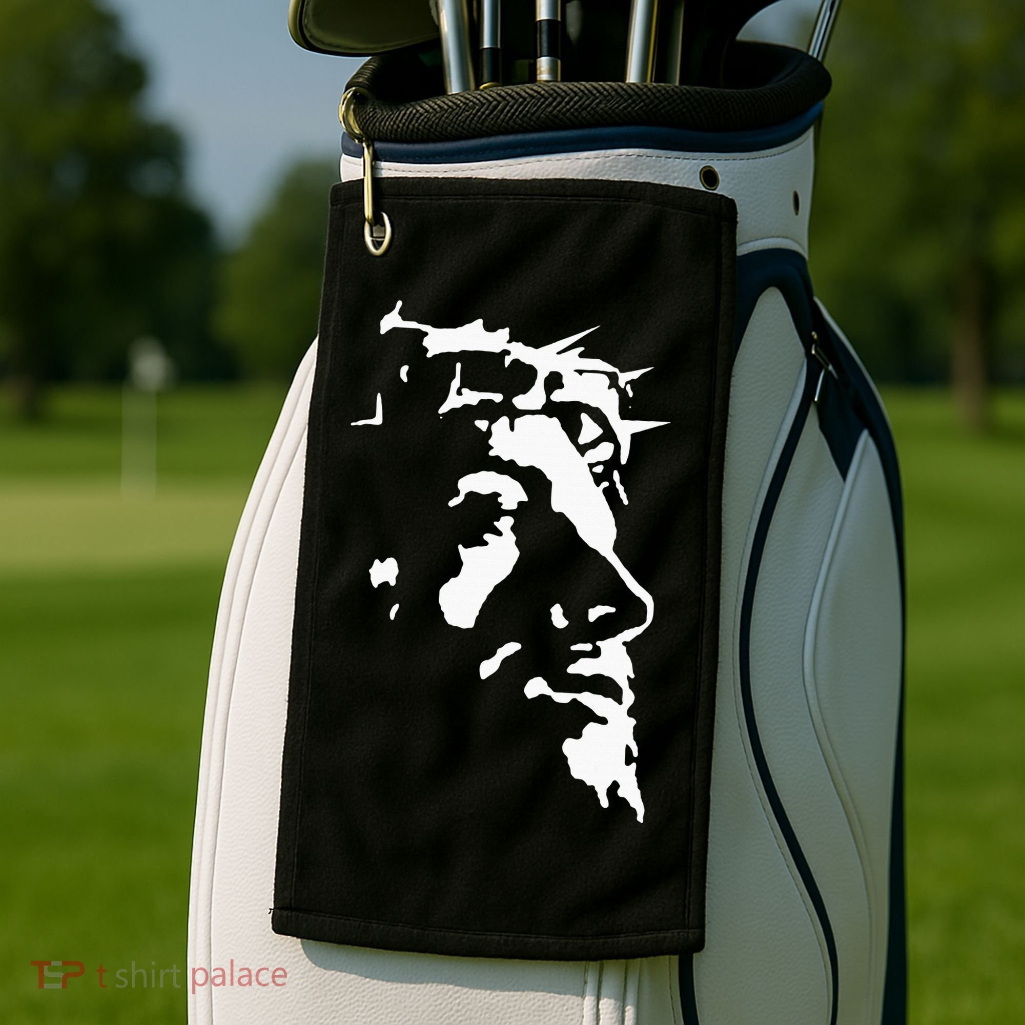 Jesus Christ Face With Crown Of Thorns God Bible Golf Towel