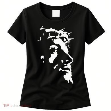 Jesus Christ Face With Crown Of Thorns God Bible Women's T-Shirt