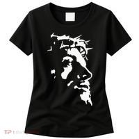 Jesus Christ Face With Crown Of Thorns God Bible Women's T-Shirt thumb 0