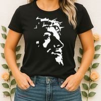 Jesus Christ Face With Crown Of Thorns God Bible Women's T-Shirt thumb 2