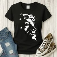 Jesus Christ Face With Crown Of Thorns God Bible Women's T-Shirt thumb 3