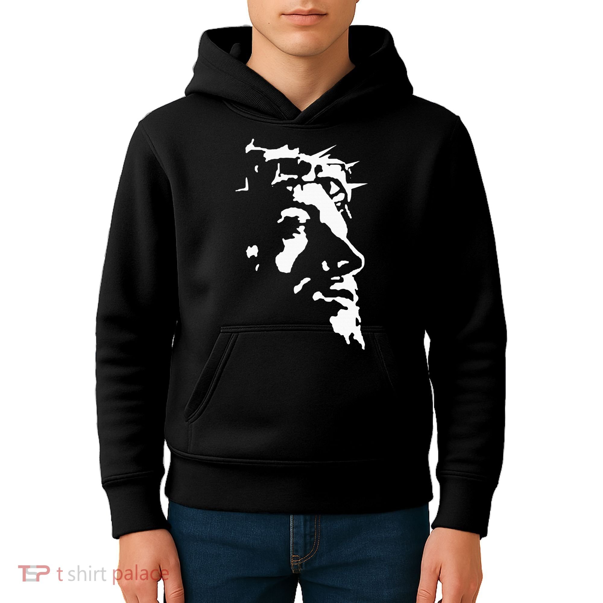 Jesus Christ Face With Crown Of Thorns God Bible Kids Hoodie