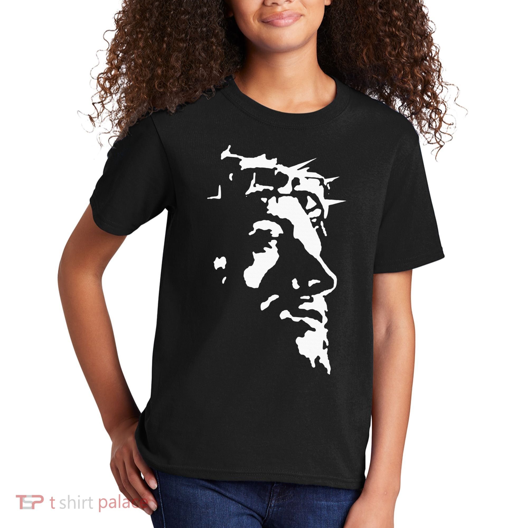 Jesus Christ Face With Crown Of Thorns God Bible Kids T-Shirt