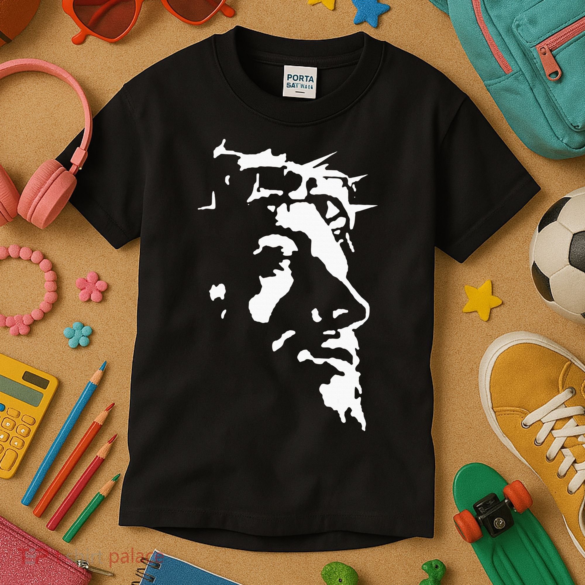 Jesus Christ Face With Crown Of Thorns God Bible Kids T-Shirt