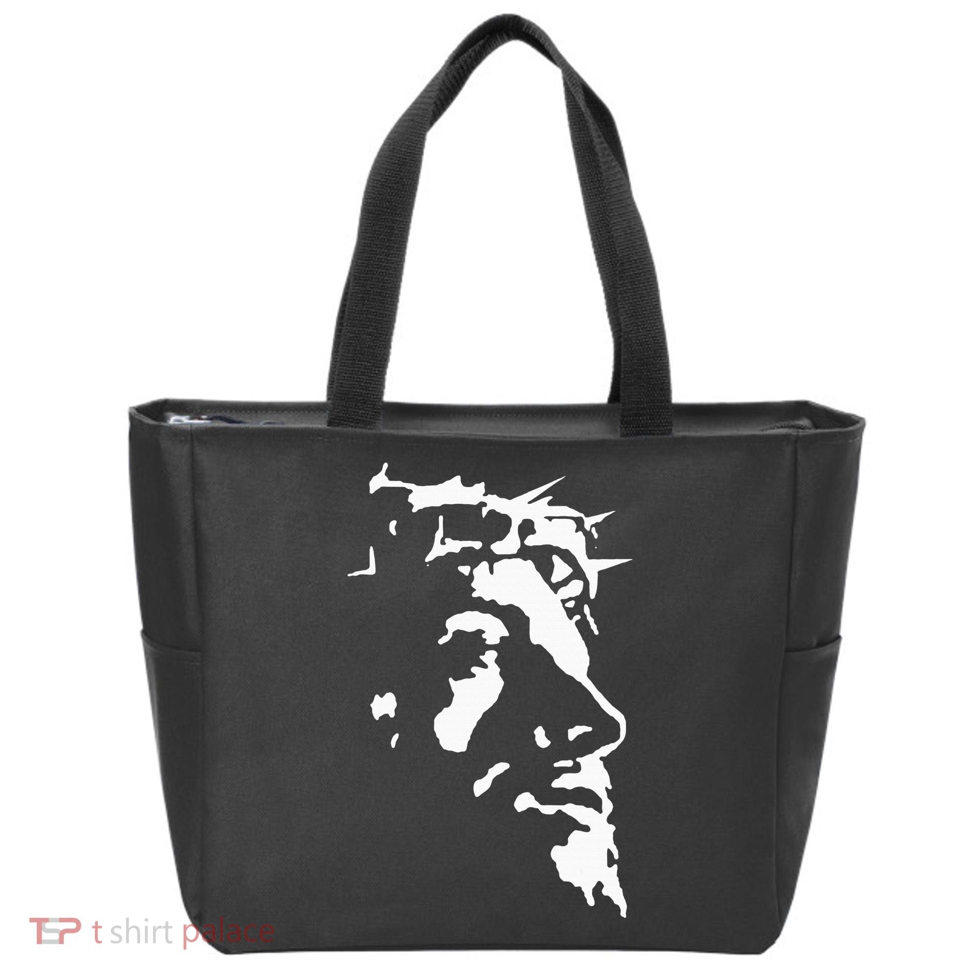 Jesus Christ Face With Crown Of Thorns God Bible Tote Bag
