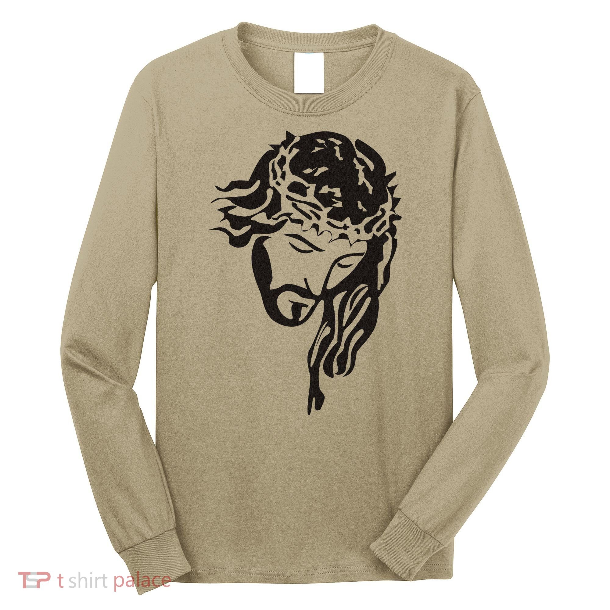 Jesus Christ God Love Face Religion Faith Graphic Long Sleeve Shirt
