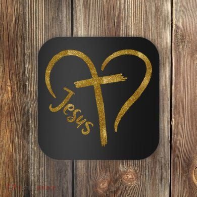 Jesus Cross Heart Christianity Coaster