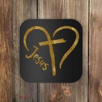 Jesus Cross Heart Christianity Coaster thumb 0