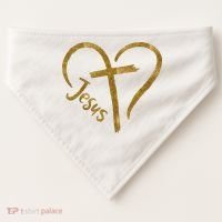 Jesus Cross Heart Christianity USA-Made Doggie Bandana thumb 0