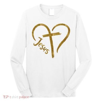 Jesus Cross Heart Christianity Long Sleeve Shirt
