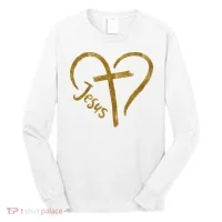 Jesus Cross Heart Christianity Long Sleeve Shirt thumb 0