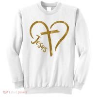 Jesus Cross Heart Christianity Sweatshirt thumb 0