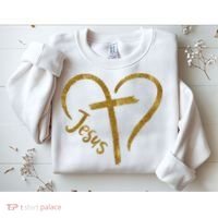 Jesus Cross Heart Christianity Sweatshirt thumb 2