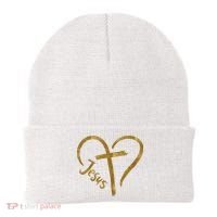 Jesus Cross Heart Christianity Beanie thumb 0
