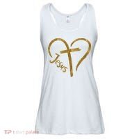 Jesus Cross Heart Christianity Ladies Essential Flowy Tank thumb 0