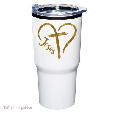 Jesus Cross Heart Christianity Tumbler