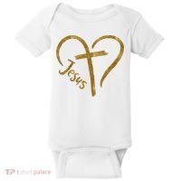 Jesus Cross Heart Christianity Baby Bodysuit thumb 0