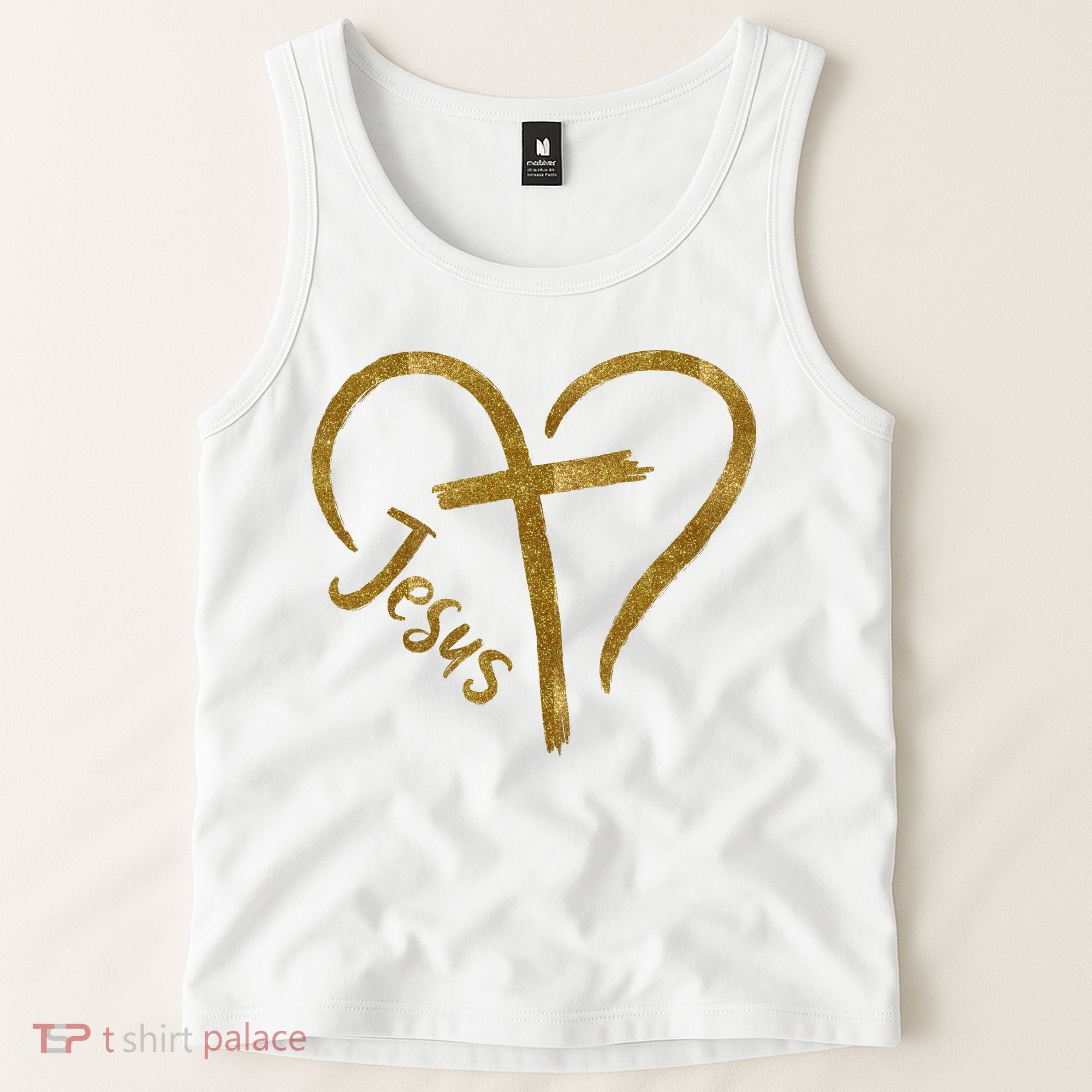 Jesus Cross Heart Christianity Tank Top