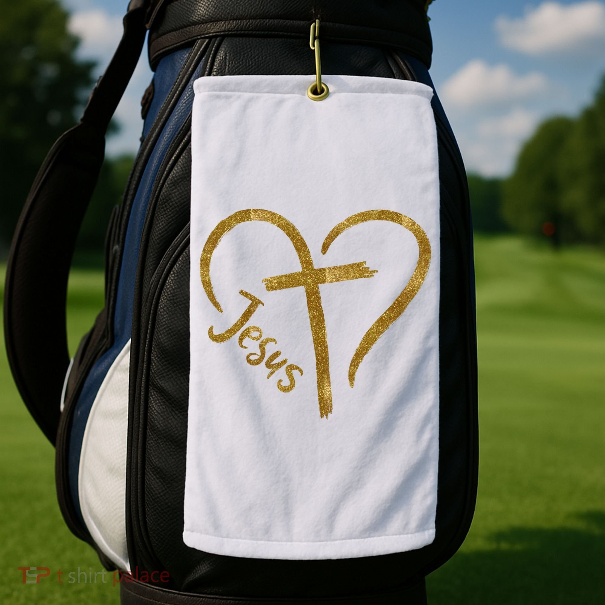 Jesus Cross Heart Christianity Golf Towel