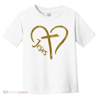Jesus Cross Heart Christianity Toddler T-Shirt