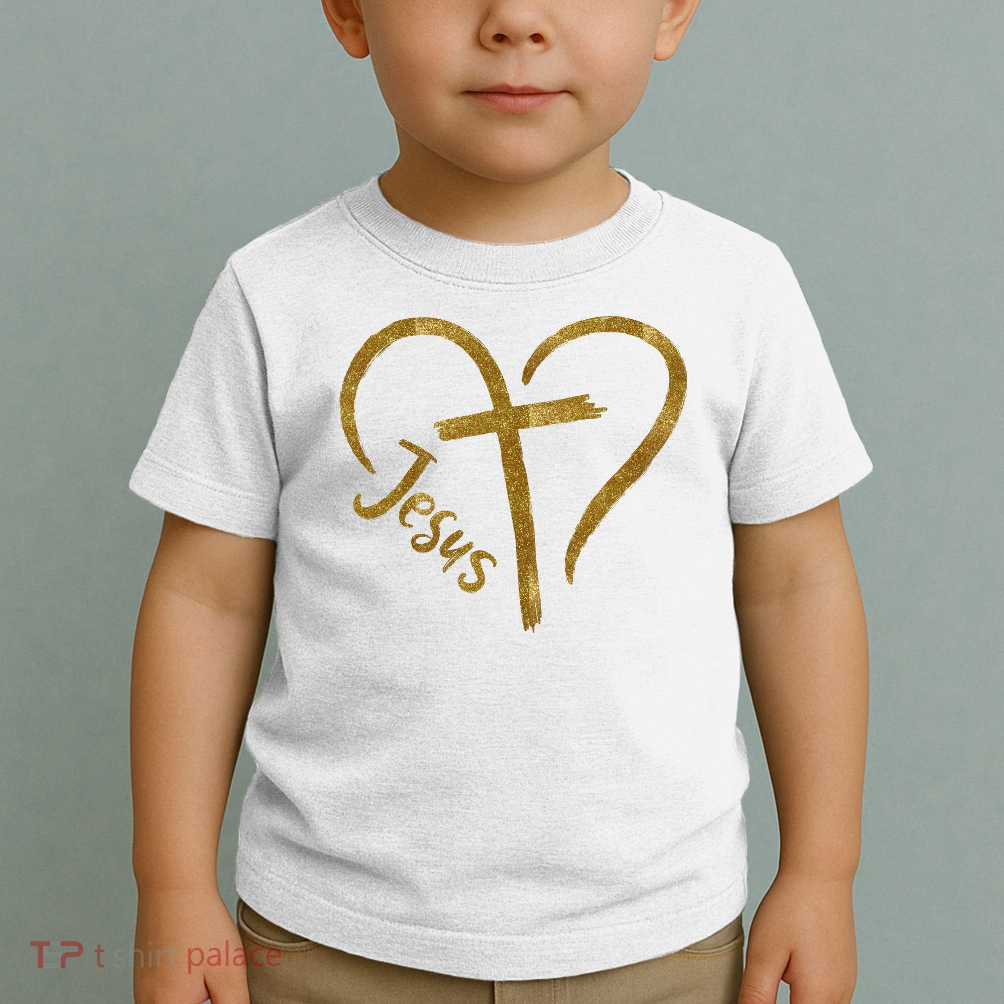 Jesus Cross Heart Christianity Toddler T-Shirt