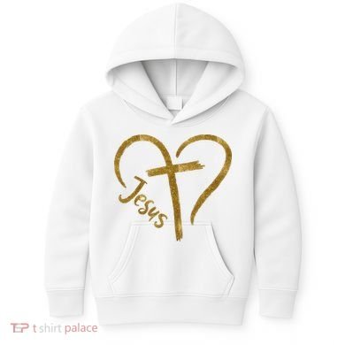 Jesus Cross Heart Christianity Kids Hoodie