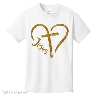 Jesus Cross Heart Christianity Kids T-Shirt