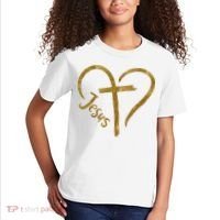 Jesus Cross Heart Christianity Kids T-Shirt thumb 2