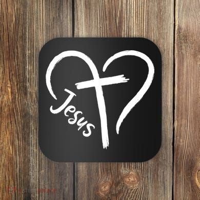 Jesus Cross Heart Coaster