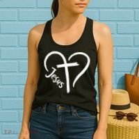 Jesus Cross Heart Women's Tank Top thumb 2
