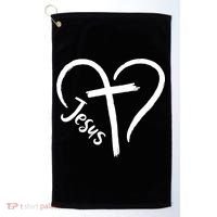 Jesus Cross Heart Golf Towel thumb 0
