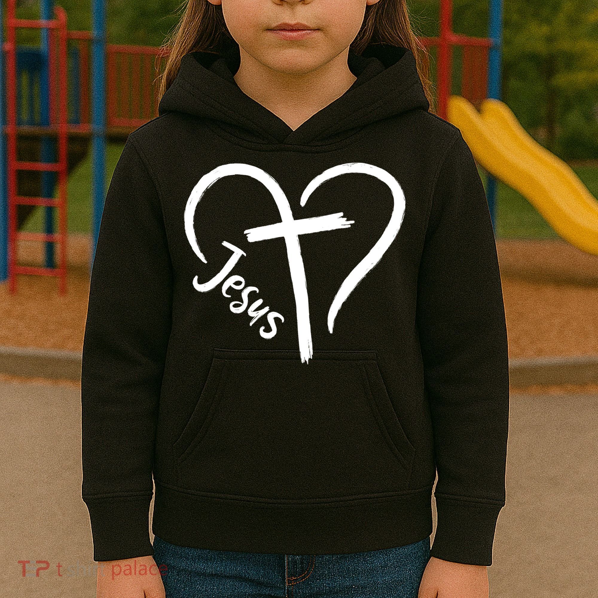 Jesus Cross Heart Kids Hoodie