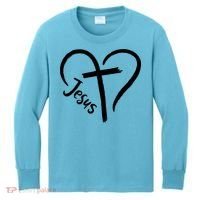 Jesus Cross Heart Kids Long Sleeve Shirt thumb 0