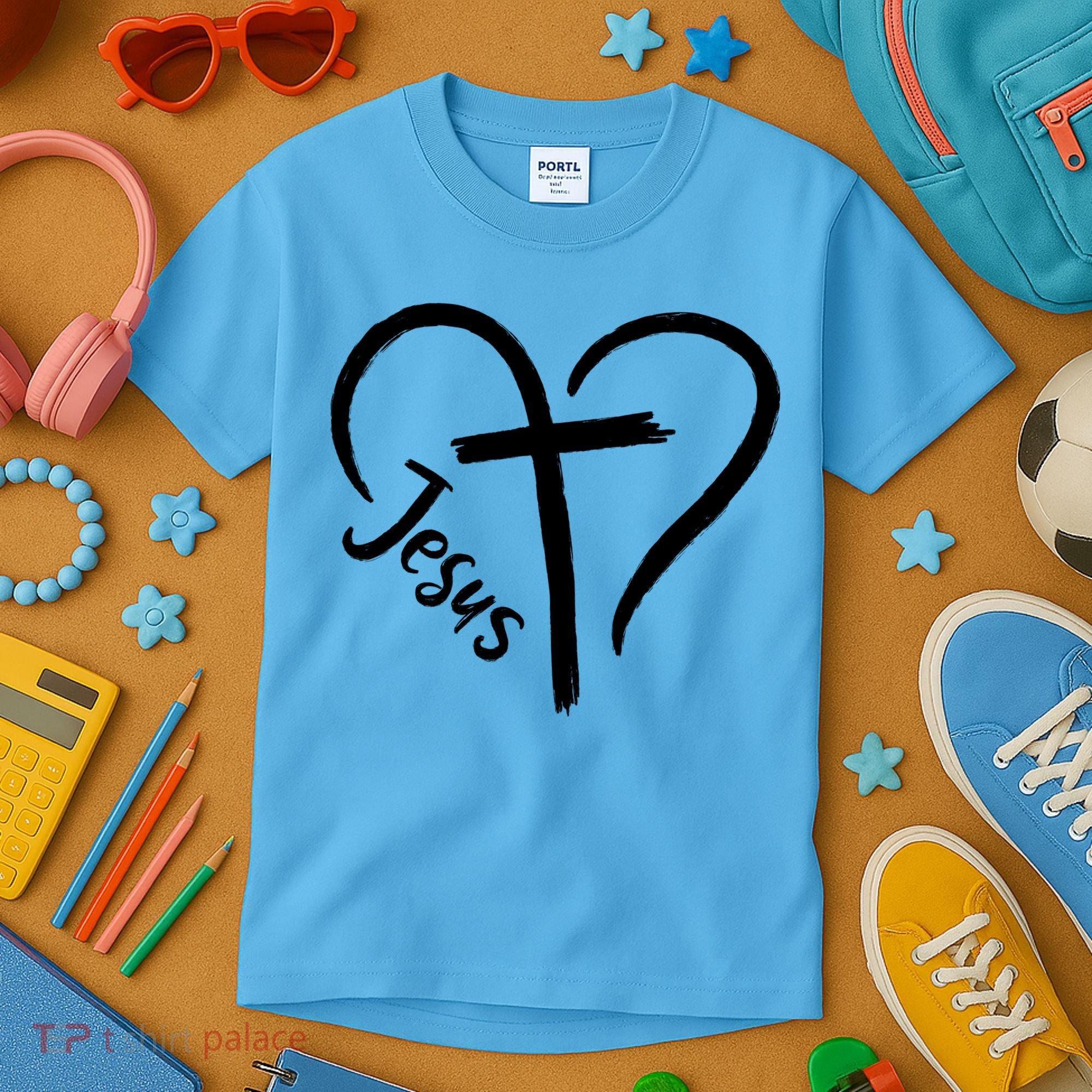 Jesus Cross Heart Kids T-Shirt