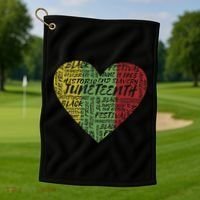 Juneteenth Celebrate Heart Black History Golf Towel thumb 1